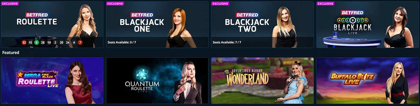 Betfred Casino table games and live casino