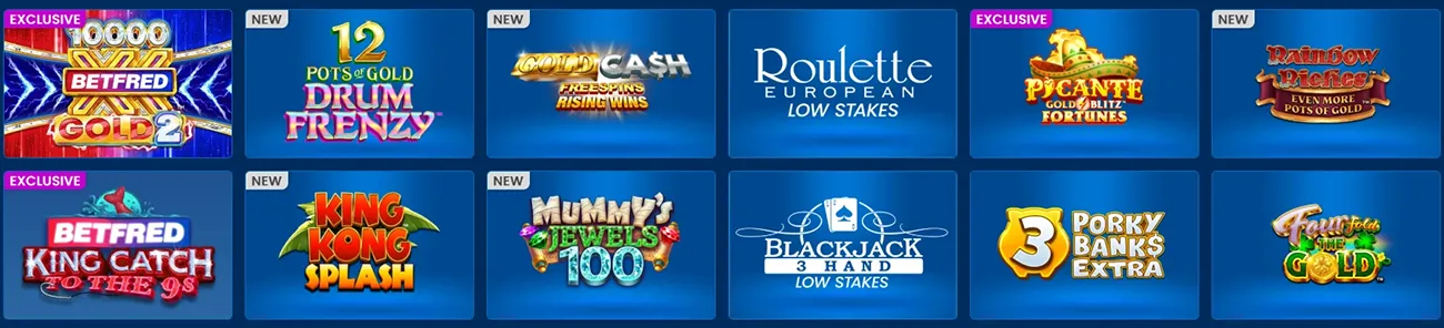 Betfred Casino slot games